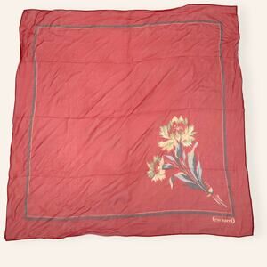 Vintage Cacharel Red Floral Silk Scarf Square Parisian tie